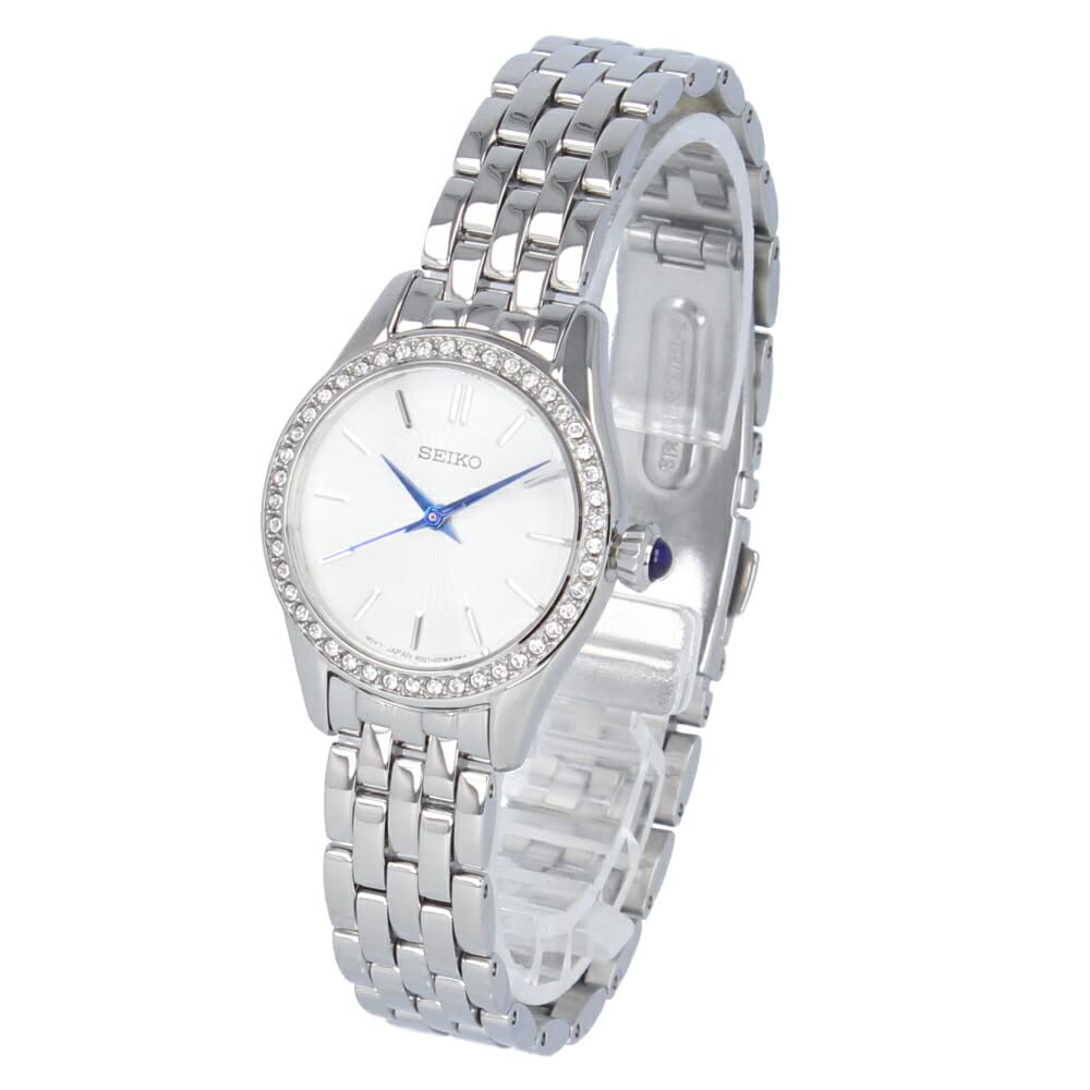 

SEIKO Watch Women s Quartz Analog 3 Hand Stainless Steel Metal Silver Stone SUR539P