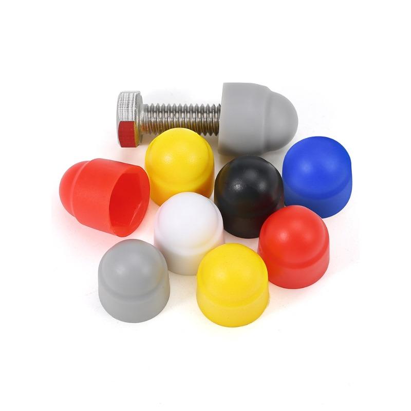 Dome Plastic PE Caps for Hex Screws/Nuts - M3-M24, Black/White/Red/Blue/Yellow/Gray