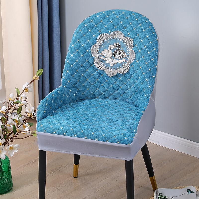 Nordic One-piece Dining Chair Cover Household Elastic Chair Set Dining Table Fabric Stool Set Simple Modern Large Curved Chair Cover