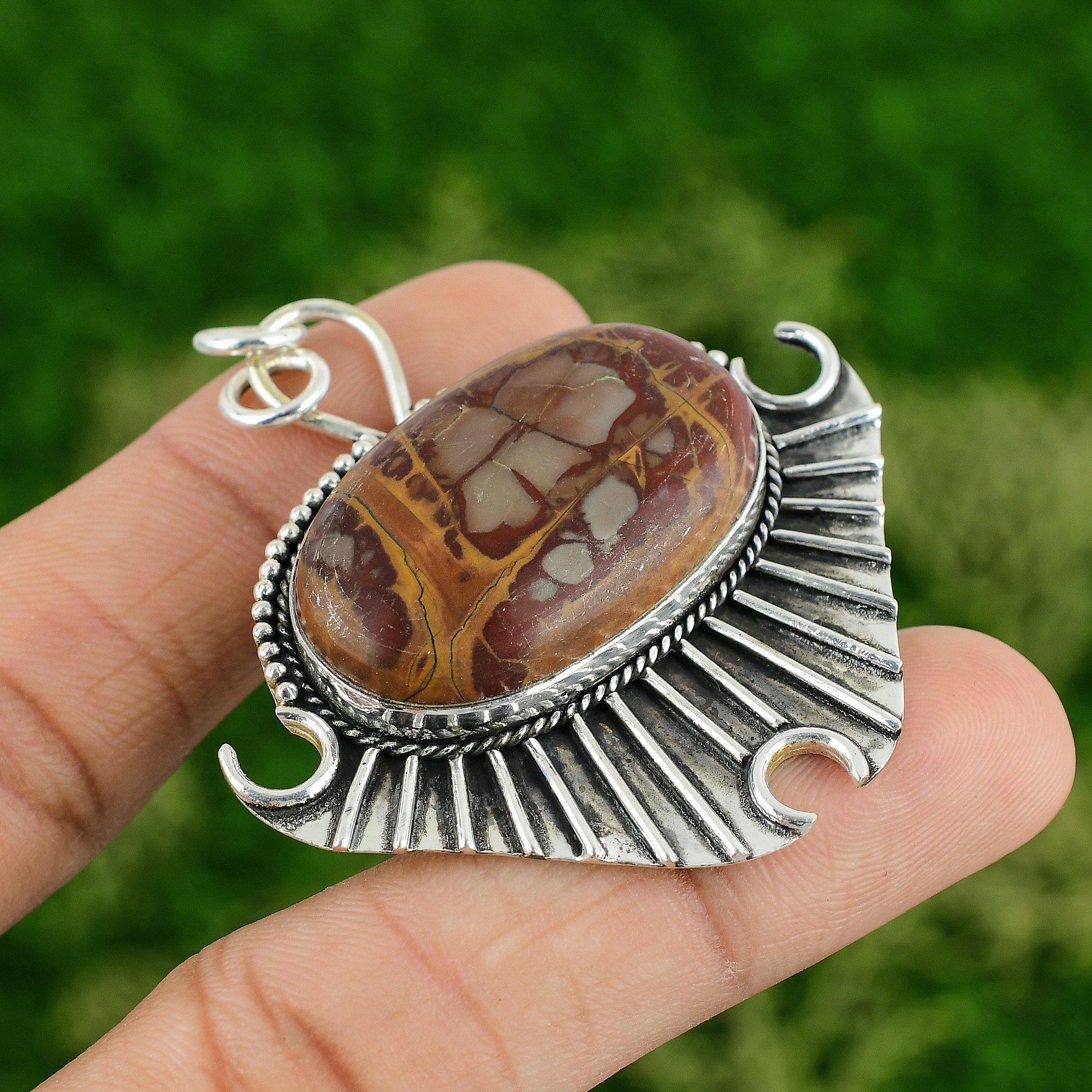 

Daughters Day Sale Sterling Silver Oval Noreena Jasper Gemstone Bezel Pendant