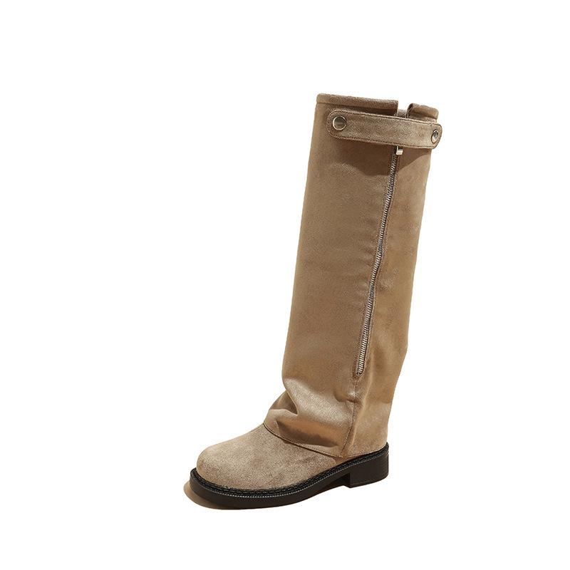 Nagy Méretű Női Térdig Érő, Levehető Talpú Lovas Csizma – Széles Bőség Ősz/Tél
