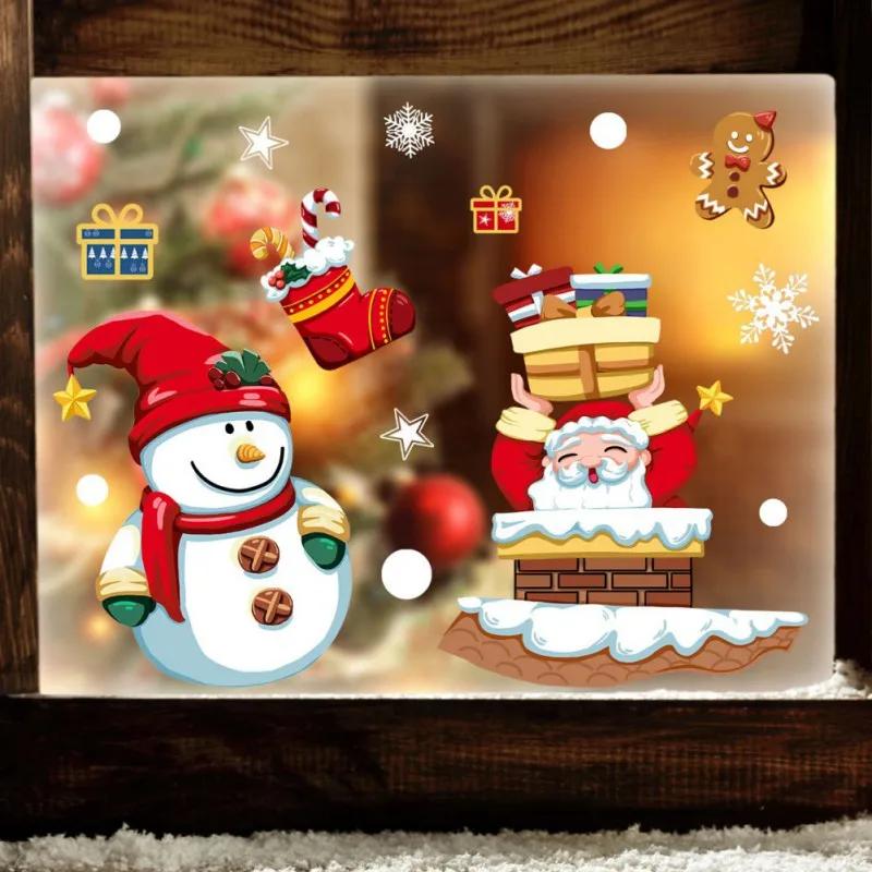 

Christmas Window Sticker Santa Claus Snowflake Glass Decal Merry Christmas Decorations For Home 2025 New Year Ornament Navidad