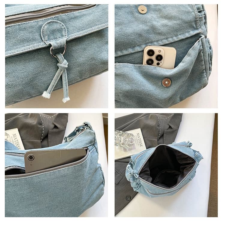Retro Denim Tote Bag Women's Casual Shoulder Bag