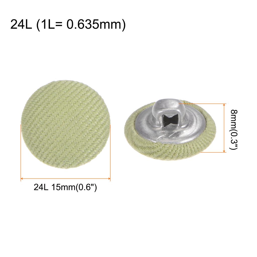 10pcs Fabric Cloth Covered Button 15mm Metal Round Sewing Buttons, Deep Pink/Light Green/Army Green/Alloy Orange