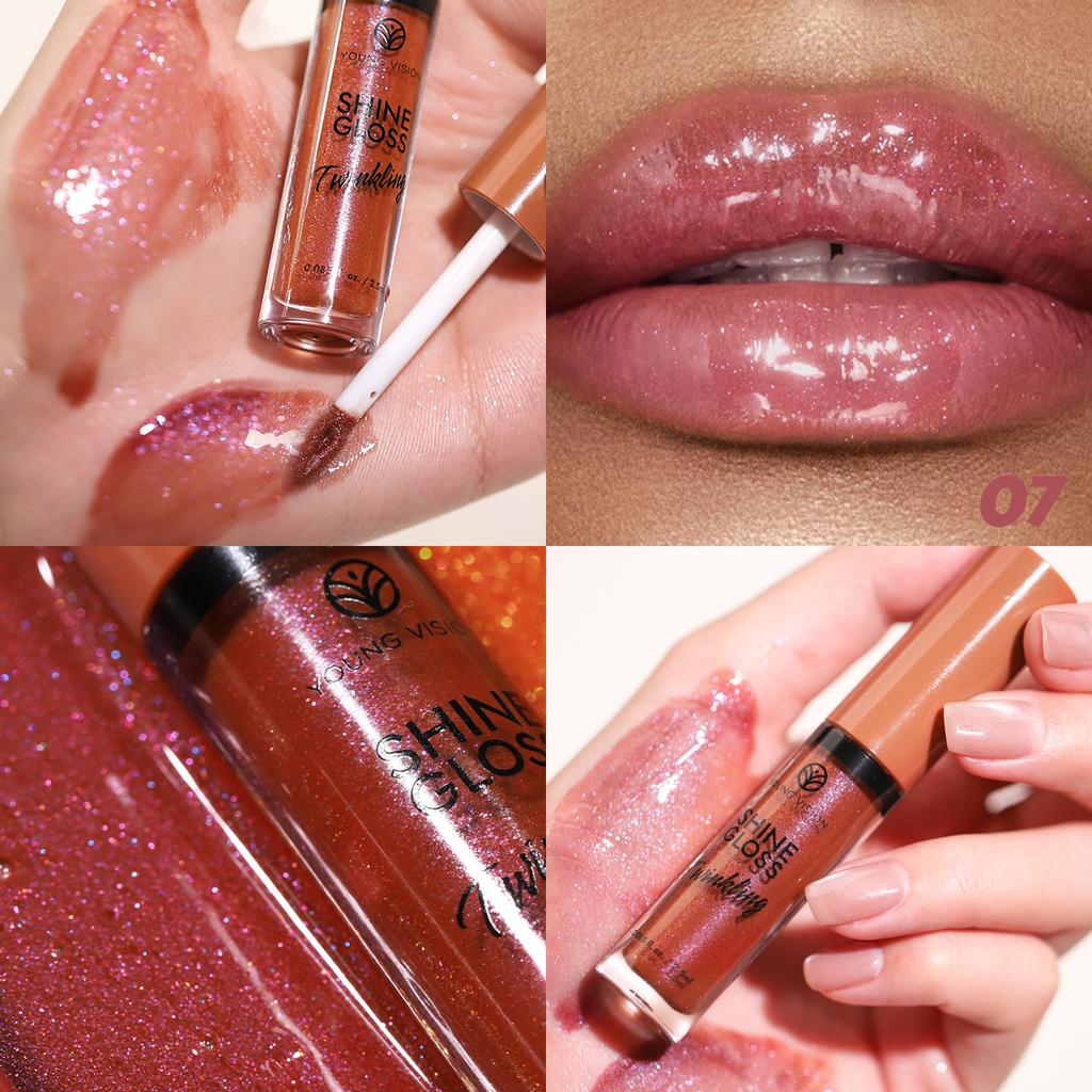 YOUNG VISION Fine Glitter Pearl Gloss Lip Gloss Nourishing Moisturizing Ice Transparent Stacked Lips Lip Glaze