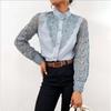 Women Lace Stitching Long-Sleeved Shirt Lace