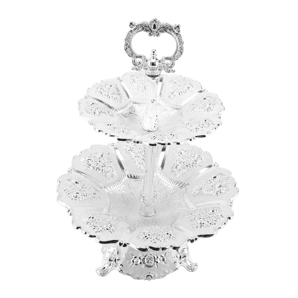 Cup Cake Tower Stand 2 Tier Alloy Elegant Tiered Cake Display Holder Serving Tray