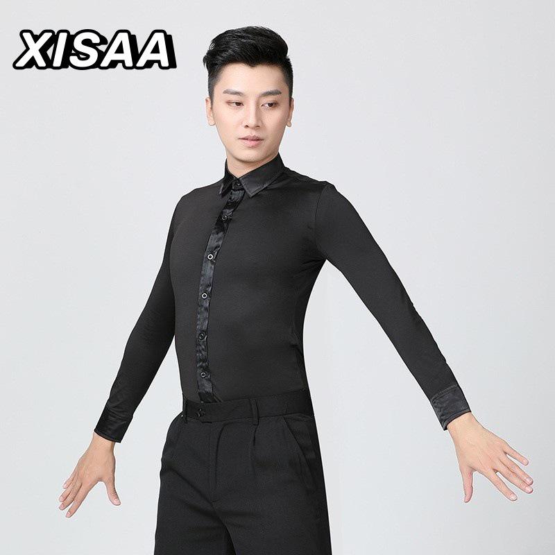 

Men s Slim Fit Ballroom Dance Shirt and Practice Top Set M