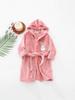 2025 Korean Flannel Kids' Embroidered White Rabbit Hooded Bathrobe