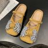 Fashion Bow Crystal Suede Flats Women Slipper 2025 Autumn New Fashion Shoes Classical Elegant Comfort Soft Shoes Dress Zapatillas Mujer
