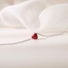 Beixi S925 Sterling Silver Red Heart Bracelet - Korean Style Sweet Peach Heart Women's Jewelry