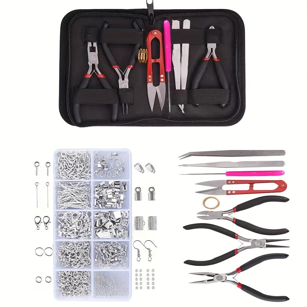 Jewelry Making Starter Kit Earrings Necklace Findings DIY Beads Plier Tools Set Jewelry Repair Tool Set Jewelry