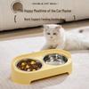 Leak-Proof Cat & Dog Double Bowl: Detachable Stainless Steel Feeding Bowls for Medium & Small Pets.