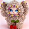 Fluffy Ears Plush Doll Keychain Cute Curly Brown Fur Bow Decor Tear-resistant Bag Pendant for Key Purse Decoration