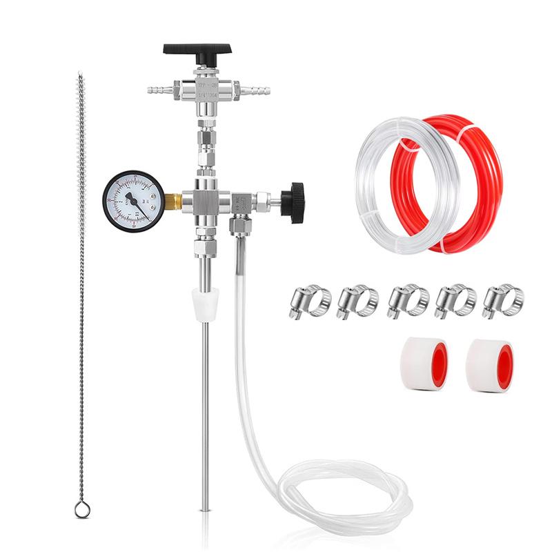 Counter Pressure Filler with Gauge, Homebrew Hand Held Bottle Filler No Carbonation Loss, Beer Bottling Kit 1/4 & 5/16 Barb