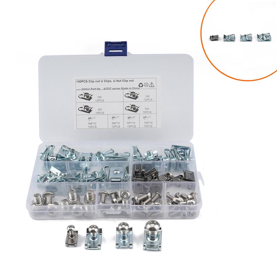 100Pcs Car Motorcycle Fairing Bodywork U Clips U Nut Speed Fasteners M4 M5 M6 M8