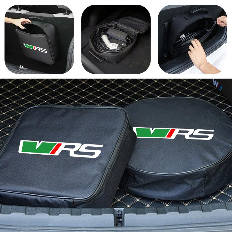 AES1 For Skoda Oxford Cloth Car Charge Cable Case Organiser Waterproof Charging Gun Storage Bag Kamiq Karoq Octavia 2 3 Rapid Scala