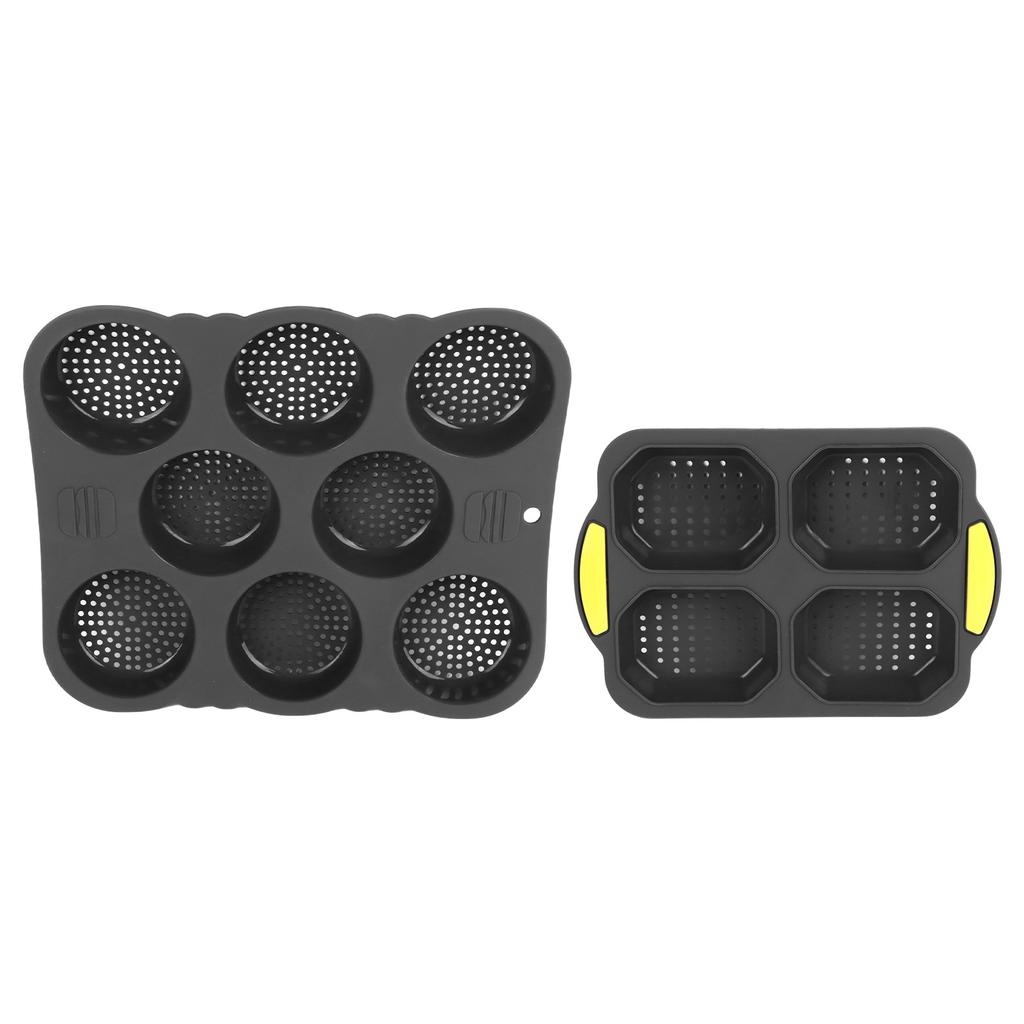 8 Cavity Silicone Hamburger Bread Mold 4 Cavity Silicone Baguette Pan for Baking Bread Ovens Microwaves Dishwashers