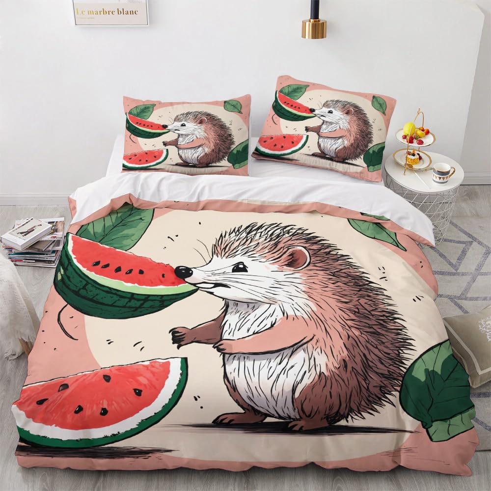 Kawaii Hedgehog Duvet Covers For Kids Queen King Size Lightweight Bedding Sets Wild Animal Bedding Sets Bedroom Decor No Quilt