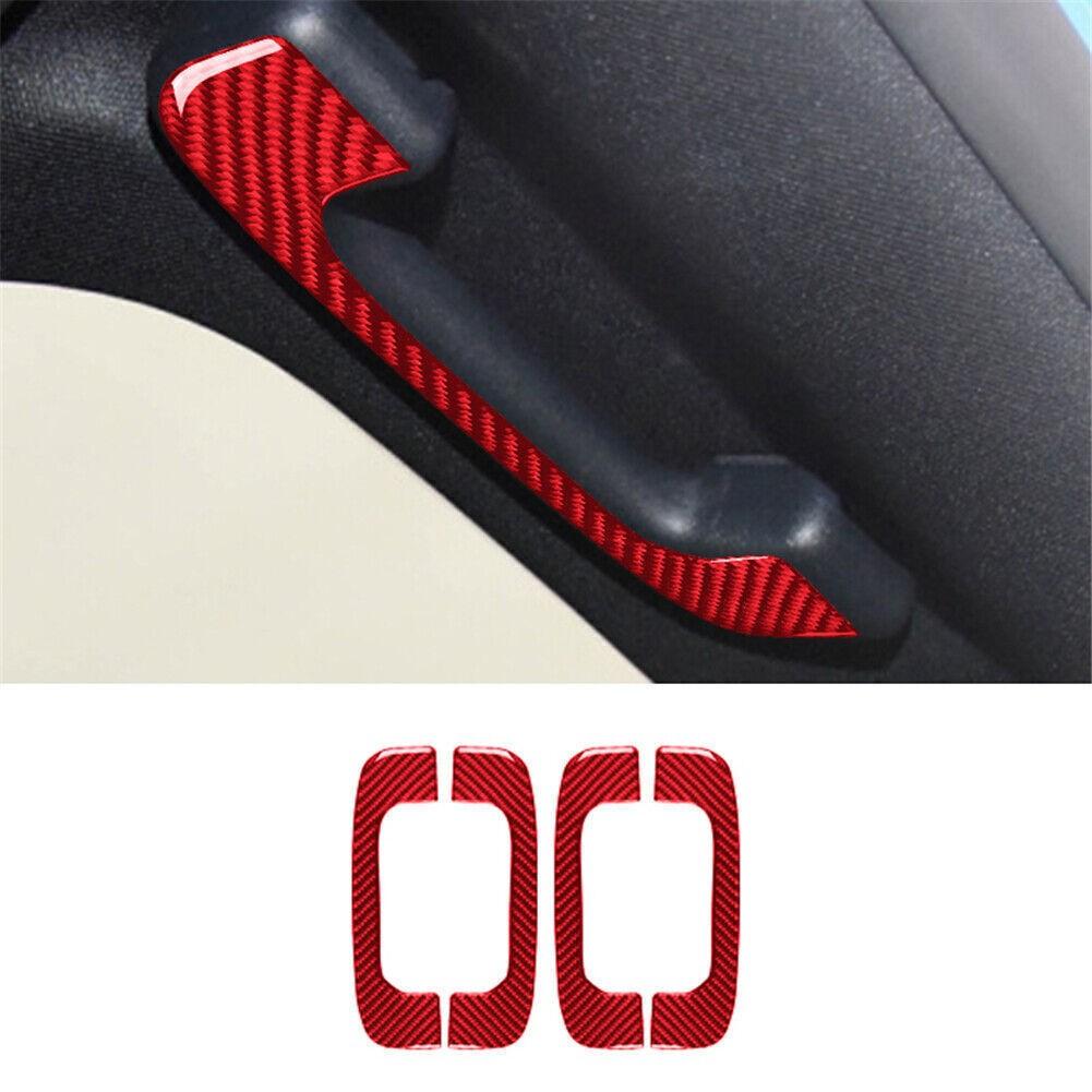 4Pcs Red Armrest Panel Trim Cover Carbon Fiber For Ford Mustang Mach-E -