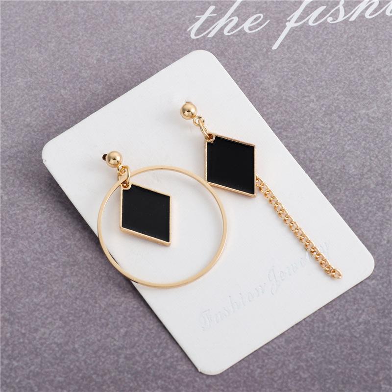 Black Asymmetrical Geometric Hanging Long Earrings For Women Statement Earrings Drop Boucle Oreille Femme Fashion Jewelry Gift