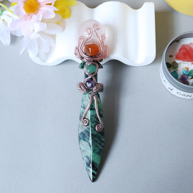 Scettro di Cristallo a Forma di Coltello, Bacchetta Magica che Unisce Cristallo a Forma di Coltello e Sfera di Cristallo, Regalo di Halloween