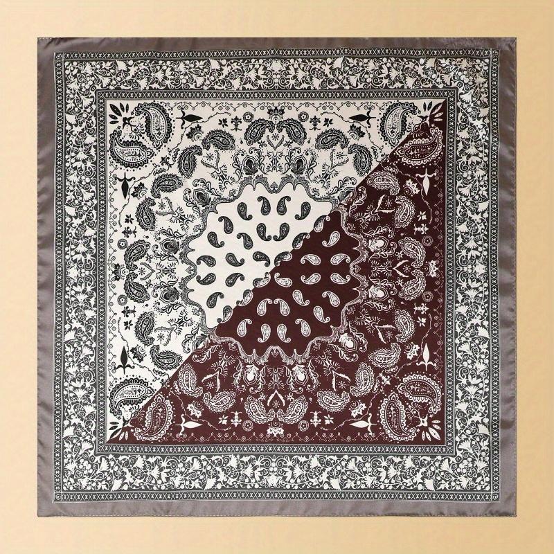 1 Adet Erkek Moda Çok Yönlü Suni İpek Paisley Yama İşi Baskılı 60cm Bandana Boyun Eşarbı