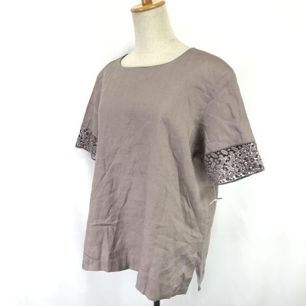 Chalet Blanc vintage linen short sleeve blouse women's L beige(USED)