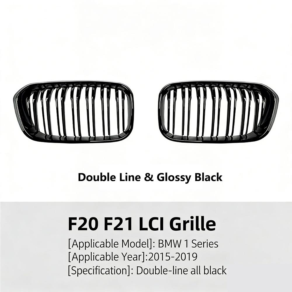 Front Bumper Kidney Grille Racing Grills For BMW 1 Series F20 F21 2015-2019 Replacement Single Double Slat Glossy Black Grilles