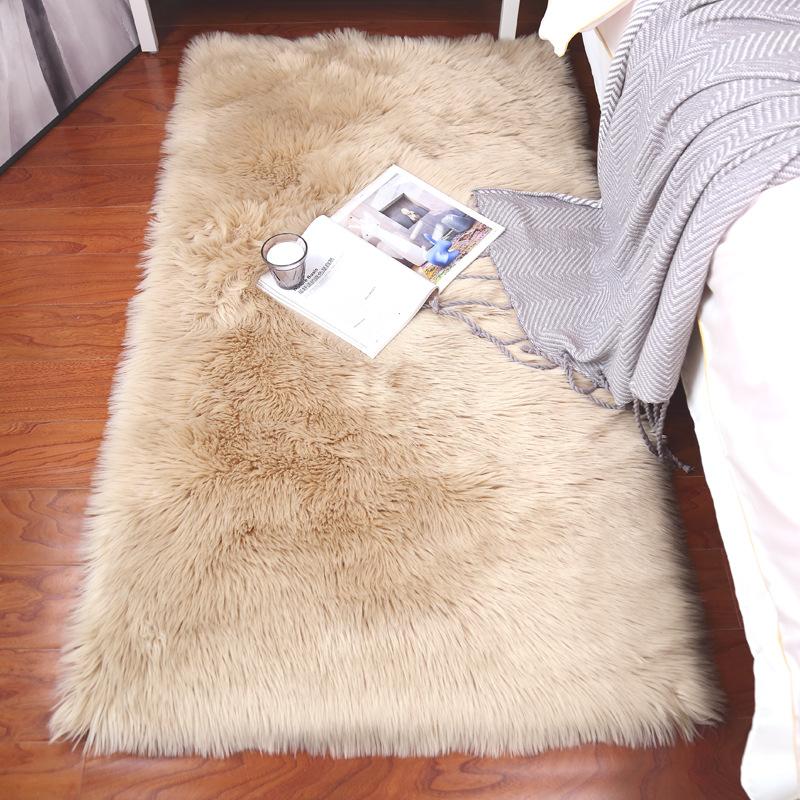 

Plush Faux Sheepskin Fur Rug For Bedroom Long Hair Bedside Mat White Anti Slip Floor Rugs Red Living Room Decorative Carpets 50x80cm