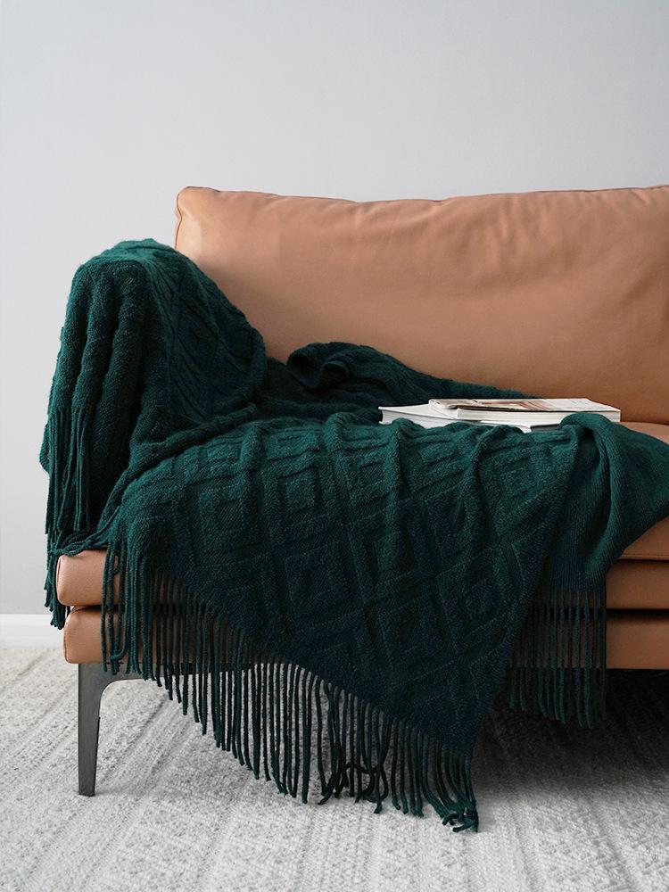 American Style Jacquard Knit Throw, Bed Runner & Sofa Blanket for Autumn/Winter