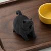 DYS 3D Printed Cute Yawning Chubby Cat Figurine, Black White, Wide Stable Anti-Tipping Base, Desktop Decor for Pet Shop Bedroom & Lover Birthday