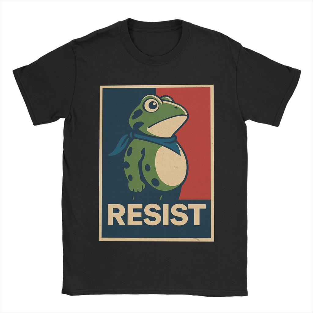 Portland Frog Protest Resist Frog T Shirts Men's Pure Cotton Vintage T-Shirt Crewneck Tees Short Sleeve Clothing 4XL 5XL 6XL