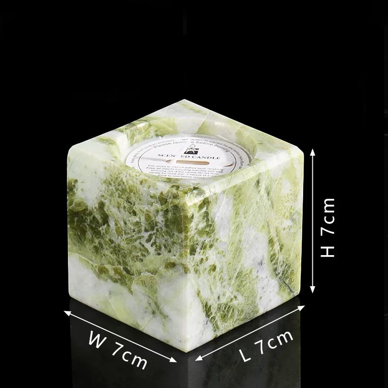 Square Natural Marble Onyx Stone Craft Candle Holder for Home Decoration & Aromatherapy