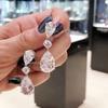 Luxury  Color Water Drop Dangle Earrings For Women Aaa Pear Shape Cubic Zirconia Bride Wedding & Engagement Jewelry