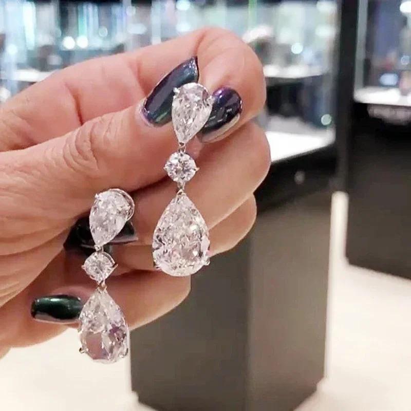 

Luxury Color Water Drop Dangle Earrings For Women Aaa Pear Shape Cubic Zirconia Bride Wedding & Engagement Jewelry white