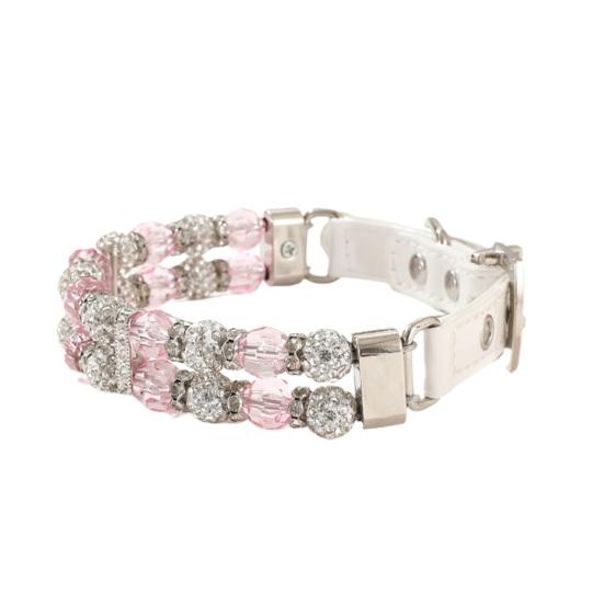 

Ошейник для собак 2 ряда разноцветные бусины аксессуары для домашних животных пластиковый ошейник для щенков розовый