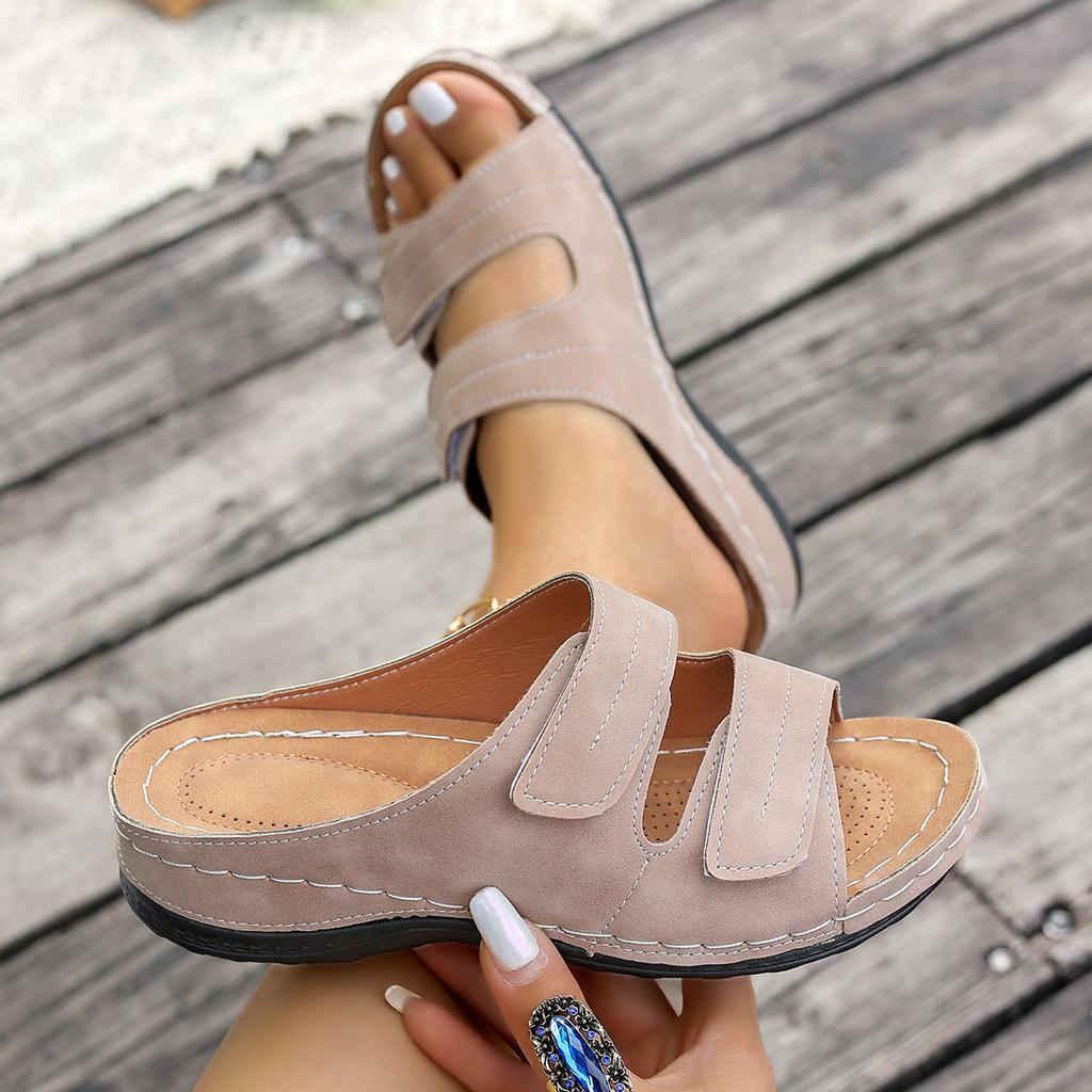 Women's Wide Width Roman Sandals, Woven Platform Wedge Slides, Wholesale Slip-On Mules for Women