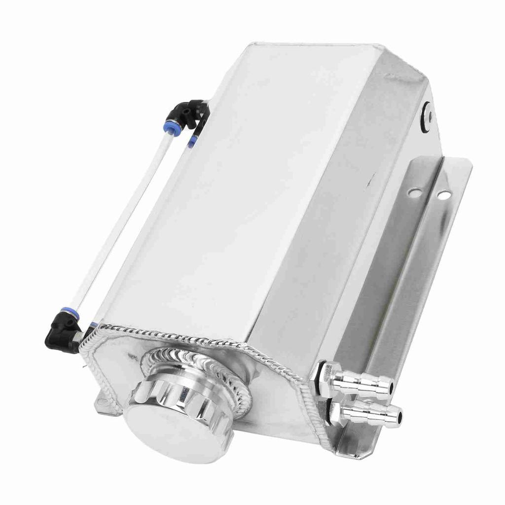 Coolant Overflow Tank Aluminium Alloy 2L Capacity Universal Radiator Reservoir Tank for Most Cars Silver