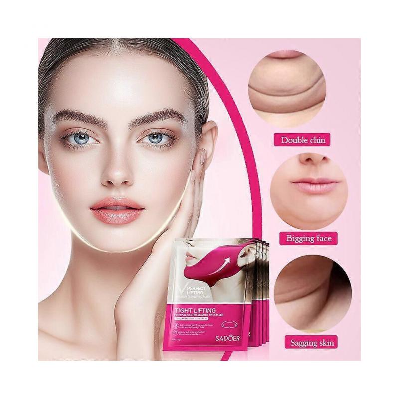 6 Pezzi Maschera Lifting Stringente per Doppio Mento, Rimuovi Doppio Mento Rassodante, Maschere in Tessuto Lifting V-Line per Mento e Collo, Antirughe e Idratante, Maschera Viso