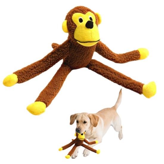 Interactive Monkey Plush for Dogs Cats Soft Bite-Resistant Chew Toy with Sound Pet Anxiety Relief Toy for Teeth Cleaning And Teething