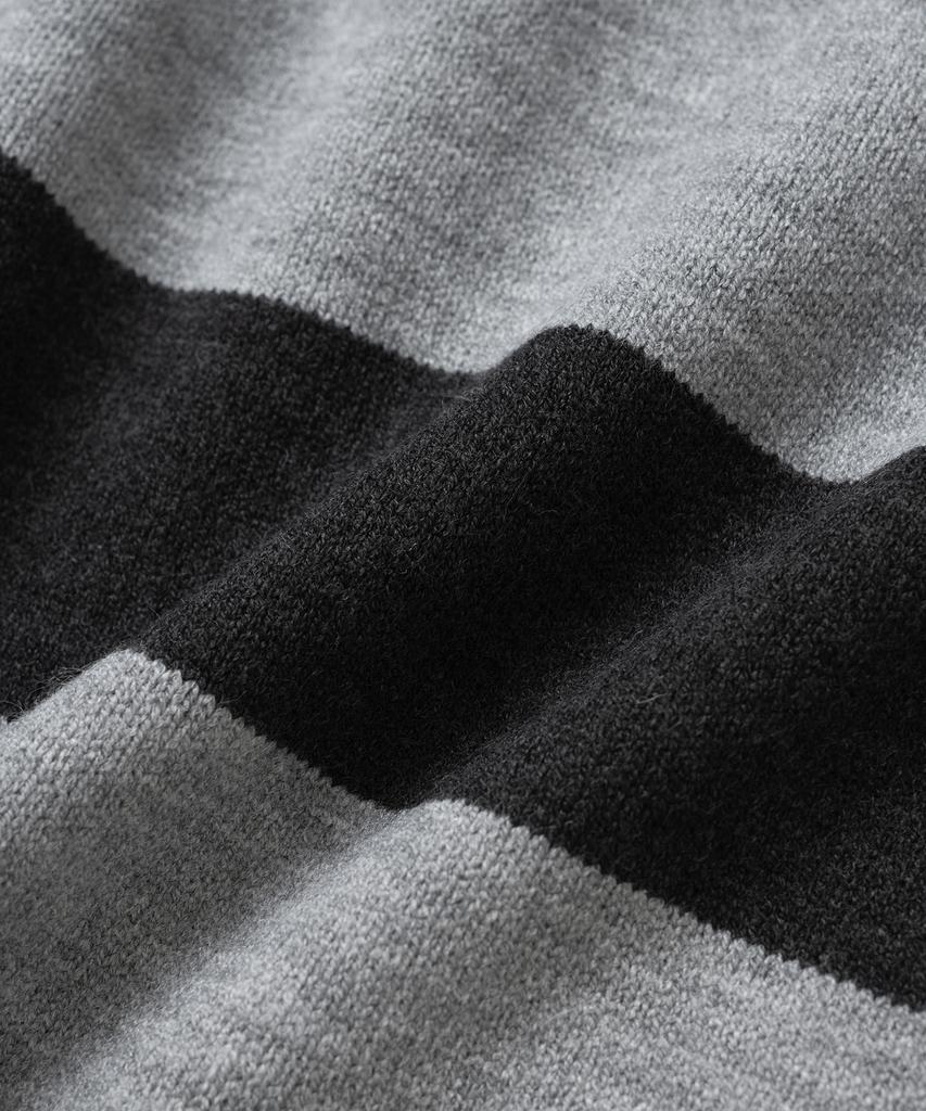 KNITTED (Unisex) Striped Rugby Collar Knit Black