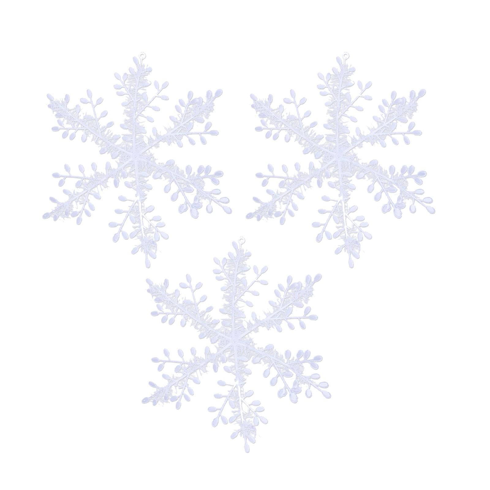 

3 шт. рождественские подвесные украшения в виде снежинок, зимние белые блестящие снежинки, украшения для окна, рождественской елки, потолка белый