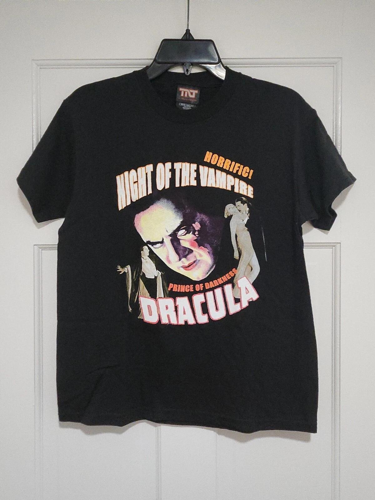 New Dracula Night Of The Vampire Kids Large Black Halloween T-shirt 160