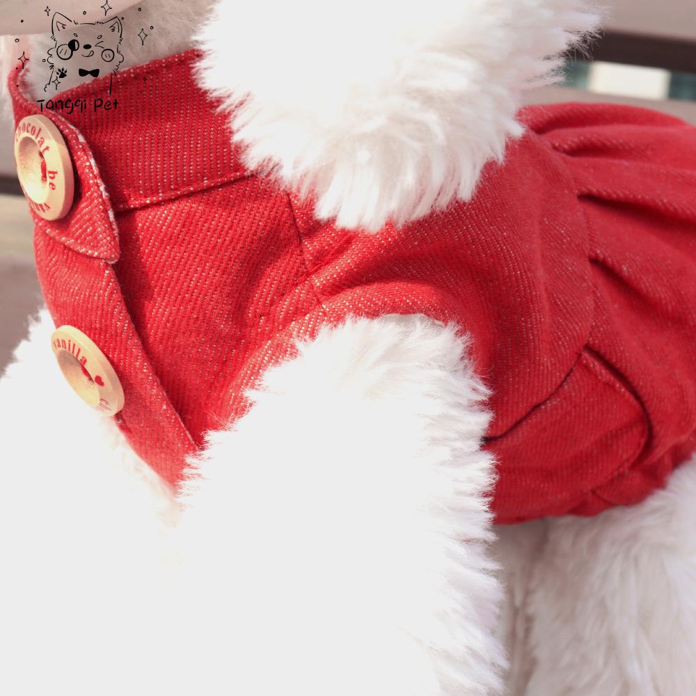 

Red Sleeveless Denim Overcoat for Pets Double Extra Small