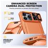 Shockproof Protective Wallet Case with Card Holder, Kickstand and Sliding Camera Cover for iPhone 17 Pro-Orange