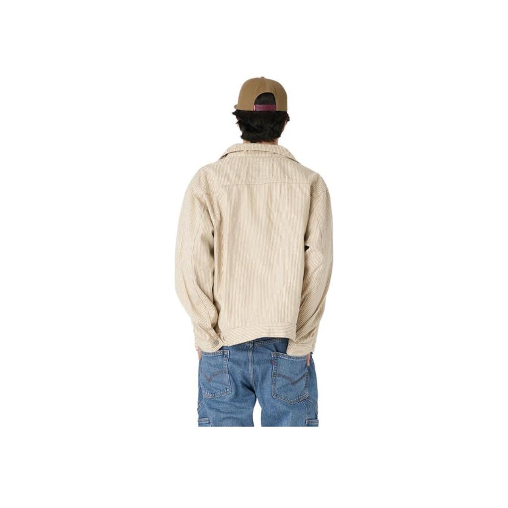 Levis Sunrise Trucker Jacket Striped Lapel Single-Breasted Fitted Jacket Men Jacket Khaki A4820-0010