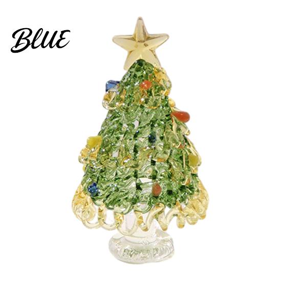 Christmas Landscaping Scene Accessory Mini Tree Figurine Handmade Colored Glaze Tabletop Ornament Creative Gifts for Friends with Star Top