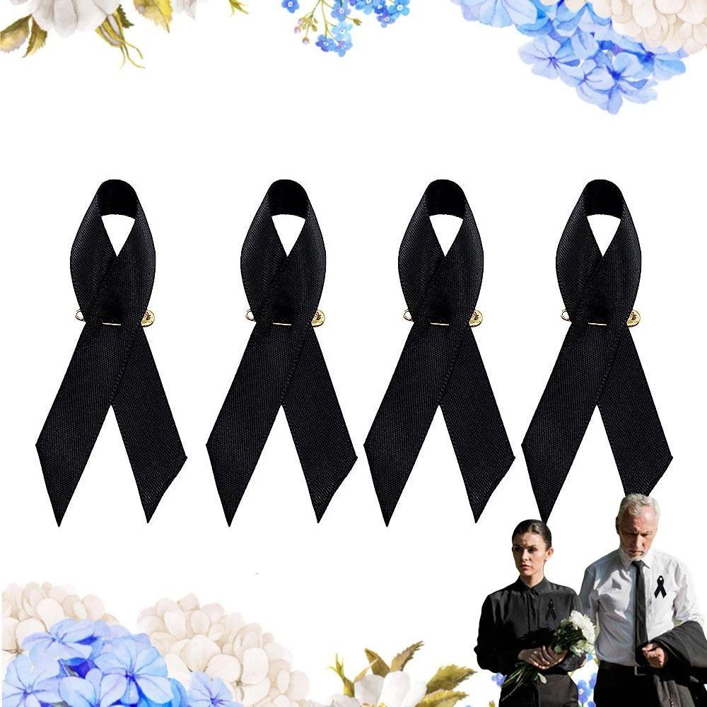 10Pcs Portable Memorial Black Ribbon Brooch Souvenir Queen Mourning Bow Brooch Black Black Badge Pin for Funerals and Mourning