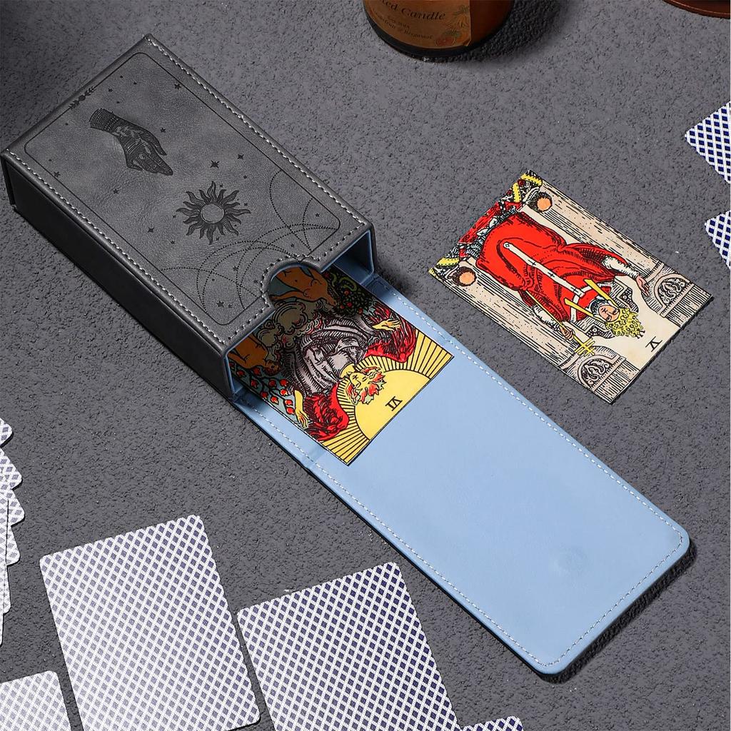 PU Leather Tarot Card Moon Playing Card Protective Case for Tarot Fits Most Standard Size Gothic Oracle Decks Case, Design, Holder, Decks, (Sun Style)